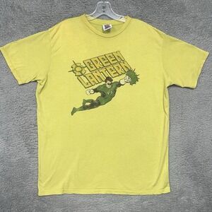 VTG Junk Food Green Lantern‎ T Shirt Men's Sz L Yellow DC Comics Made in USA Tee